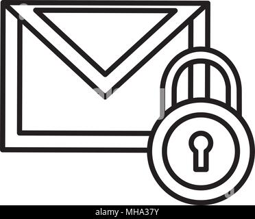 envelope mail message with padlock vector illustration design Stock Vector