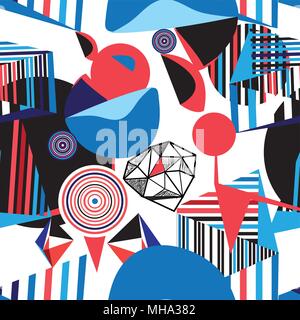 Seamless beautiful geometric pattern of different shapes Stock Vector