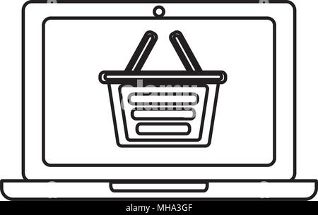 laptop computer with shopping basket vector illustration design Stock Vector