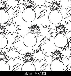 boom explosive and thunders pop art pattern vector illustration design Stock Vector