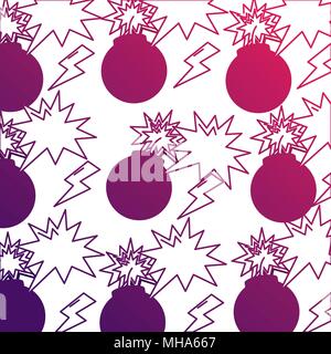 pop art speech bubble bombs explosion vector illustration degraded design Stock Vector
