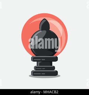 chess game design with bishop piece over red circle and gray background, colorful design. vector illustration Stock Vector