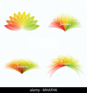 Abstract design of colourful vector elements for modern background with flower smooth shape for business branding summer. Set Stock Vector