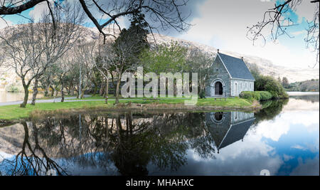 April 30th, 2018, Gougane Barra, Ireland - Saint Finbarr's Oratory, a chapel built on an island in Gougane Barra, a very serene and beautiful place in Stock Photo