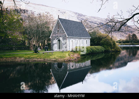 April 30th, 2018, Gougane Barra, Ireland - Saint Finbarr's Oratory, a chapel built on an island in Gougane Barra, a very serene and beautiful place in Stock Photo