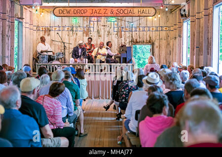 Mandeville, Louisiana - Jazz at the Dew Drop Jazz & Social Hall in Mandeville, Louisiana. The Dew Drop was built in 1895 as an African-American club,  Stock Photo