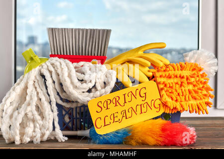 Equipment for house cleaning close up. Stock Photo