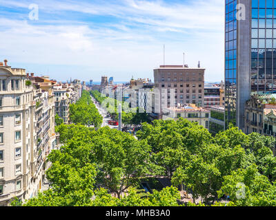 Barcelona, Spain - May 21, 2017: View of the Passeig de Gracia street, the most touristic and expensive street in Barcelona Stock Photo