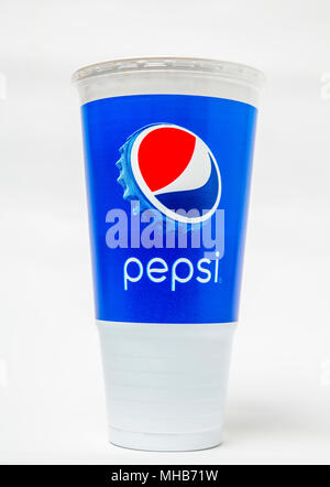 Empty Pepsi takeaway cup Stock Photo