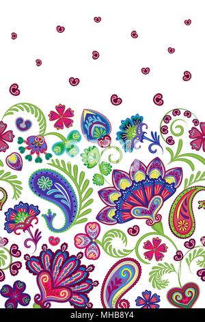 Damask style paisley floral vertical seamless pattern. Vector eps8 Stock Vector