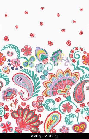 Damask style paisley floral vertical seamless pattern. Vector eps8 Stock Vector