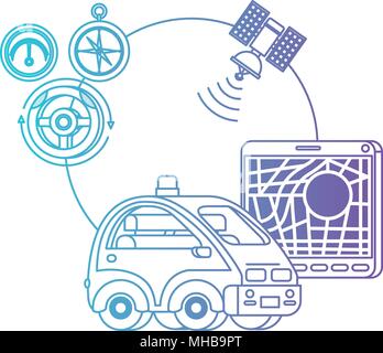 isomatric car and tablet with gps app Stock Vector