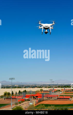 Operating a Drone over the Nevada Desert Stock Photo