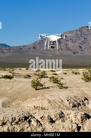 Operating a Drone over the Nevada Desert Stock Photo