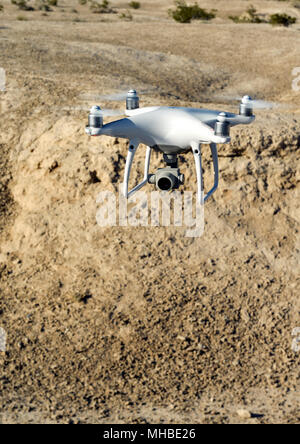 Operating a Drone over the Nevada Desert Stock Photo