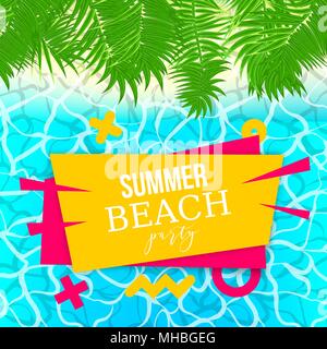 Summer water pool waves poster Stock Vector