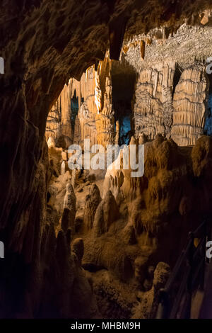 Postojna cave, Slovenia. Formations inside cave with stalactites and stalagmites Stock Photo