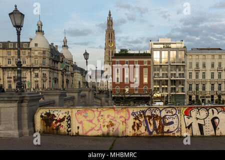 View on Cathedral and skyline of Antwerp in Belgium Stock Photo