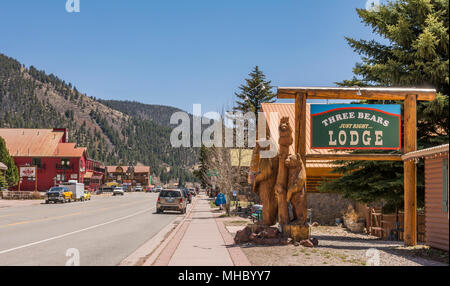 Red River ski and summer resort in the Southern Rocky Mountains, Enchanted Circle Scenic Byway, Red River, New Mexico, USA. Stock Photo