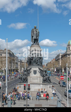 The Daniel O'Connell monument at O'Connell Bridge, Dublin, Ireland. Stock Photo