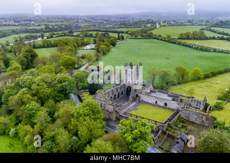 Aerial view of Jerpoint Abbey near Thomastown, County Kilkenny, Ireland Stock Photo