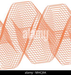 orange watercolor curved grid background pattern, vector illustration Stock Vector
