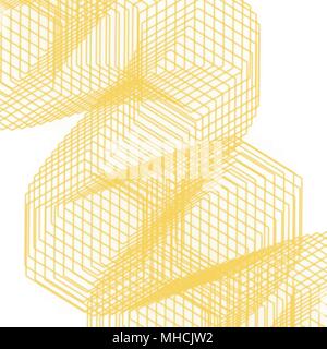 yellow watercolor curved grid background pattern, vector illustration Stock Vector