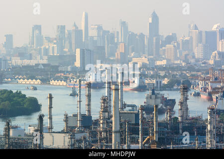 Oil refinery industry And Petrochemical plant in city ,Energy for the city Stock Photo