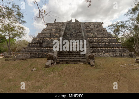 The Ossuary, aka the Bone House or High Priest's Grave. Its stairs have beautiful snake heads at the base. The square shaft at the top leads to a buri Stock Photo