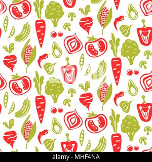 Seamless food pattern vector background. Stock Vector