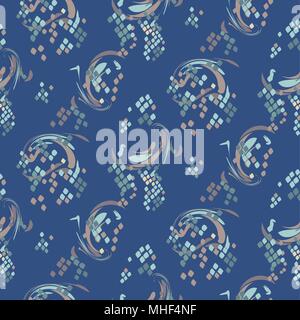 Indigo blue abstract print texture pattern. Stock Vector