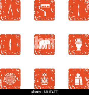 Coating icons set. Grunge set of 9 coating vector icons for web isolated on white background Stock Vector