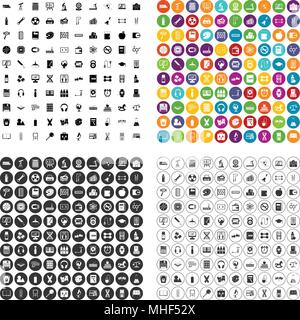 100 private school icons set vector in 4 variant for any web design isolated on white Stock Vector
