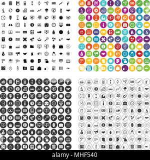100 problem solving icons set vector in 4 variant for any web design isolated on white Stock Vector