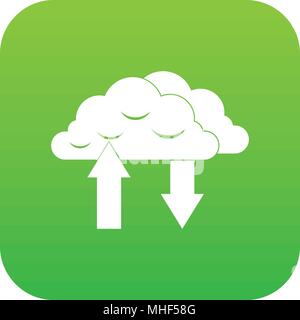 Clouds with arrows icon digital green for any design isolated on white vector illustration Stock Vector