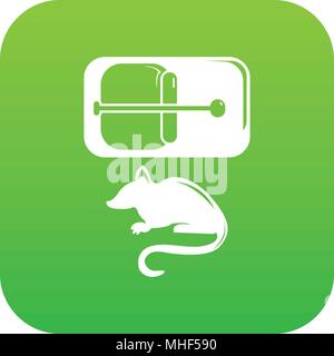 Mousetrap icon green vector isolated on white background Stock Vector