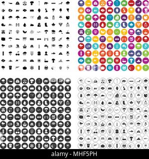 100 rain icons set vector in 4 variant for any web design isolated on white Stock Vector