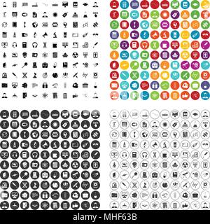 100 researcher science icons set vector in 4 variant for any web design isolated on white Stock Vector