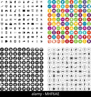 100 robot icons set vector in 4 variant for any web design isolated on white Stock Vector