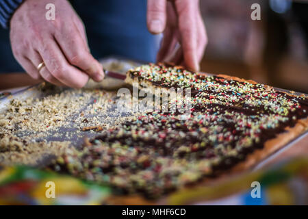 Cake with sugar sprinkles for childrens birthday party Stock Photo