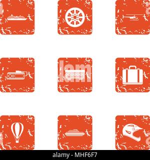 Dynamic icons set. Grunge set of 9 dynamic vector icons for web isolated on white background Stock Vector