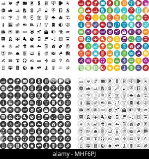 100 satellite connection icons set vector in 4 variant for any web design isolated on white Stock Vector