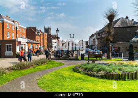 Market day in Castle Square Ludlow Shropshire UK. April 2018 Stock Photo