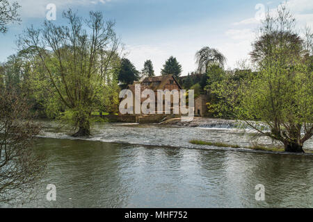 Weir on the river Teme at Ludlow Shropshire. April 2018. Stock Photo