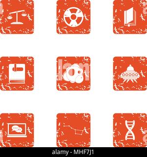 Fantasy icons set, grunge style Stock Vector