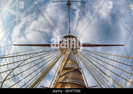 old vessel detail of shroud on sky background Stock Photo