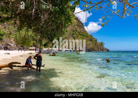 Coron Palawan Philippines April 13, 2018 Sunset beach Stock Photo