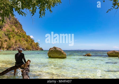 Coron Palawan Philippines April 13, 2018 Sunset beach Stock Photo