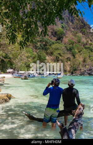 Coron Palawan Philippines April 13, 2018 Sunset beach Stock Photo