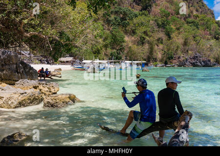 Coron Palawan Philippines April 13, 2018 Sunset beach Stock Photo